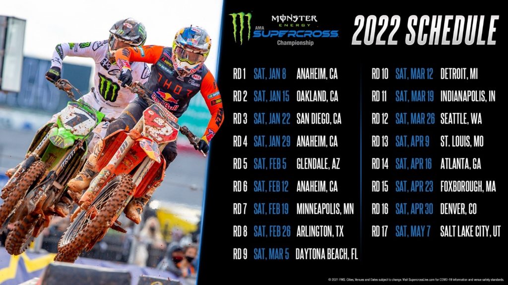 2022 AMA Supercross Broadcast Schedule Announced